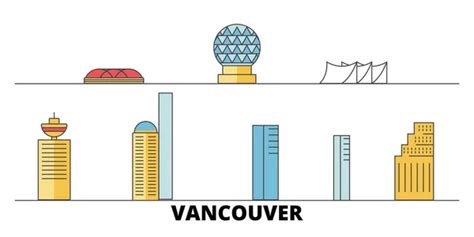 Vancouver Architecture Line Skyline Illustration Linear Vector