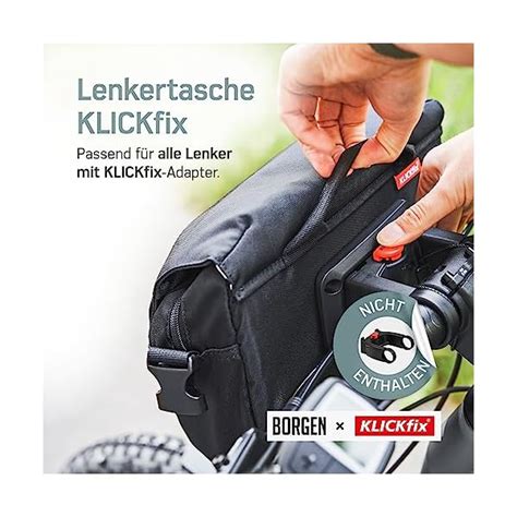 Borgen KLICKfix Lenkertasche Fahrrad Wasserabweisende und geräumige