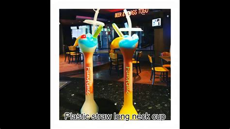 Creative Plastic Long Neck Cartoon Dumbbell Cup Long Neck Muddy Courtyard Cup With Straw Plastic