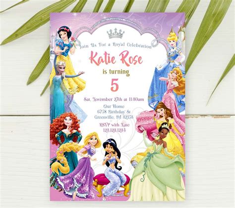 Disney Princess Theme Party Invitations Order Cheapest