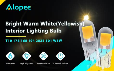 ALOPEE 10 Pack T10 Ultra Bright Warm White COB Light Source LED Bulbs