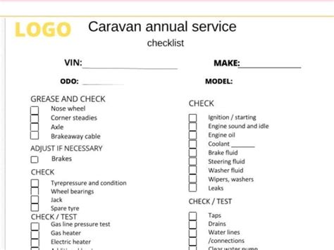 Pdf Printable Caravan Service Checklist Rv Checklist Annual Service Multi Point Inspection