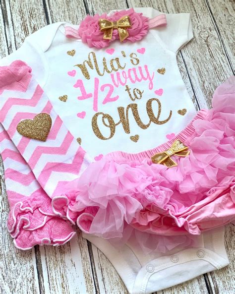 Six Month Old Halfway To One Personalized Outfit Baby Girl Etsy