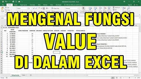 MENGENAL FUNGSI VALUE DI DALAM EXCEL YouTube