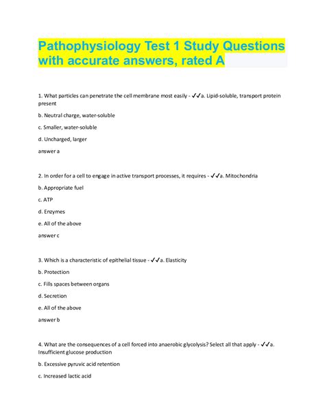 Patho Hesi Questions And Answers Pass Browsegrades