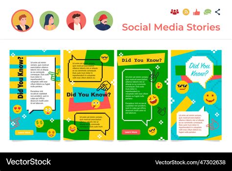 Did You Know Social Media Stories With Line Pixel Vector Image