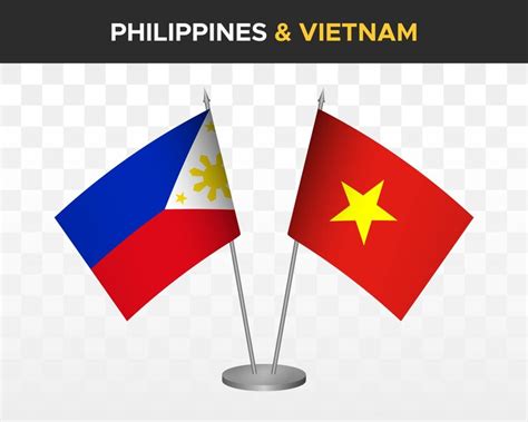 Premium Vector | Philippines vs vietnam desk flags mockup isolated 3d ...