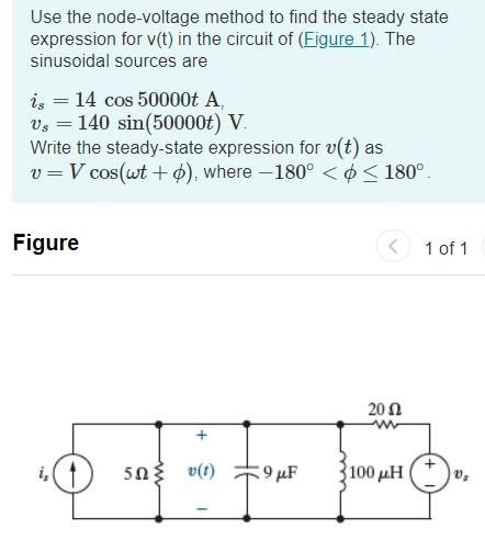 Solved Use The Node Voltage Method To Find The Steady State Chegg