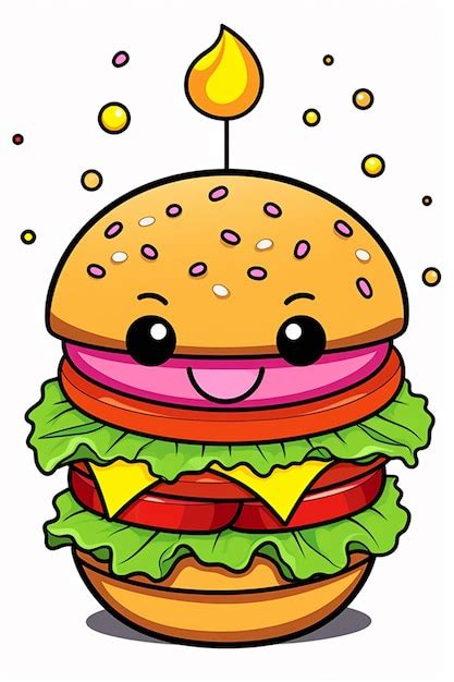 Una Hamburguesa De Dibujos Animados Con Una Cara Y Una Vela En La Parte