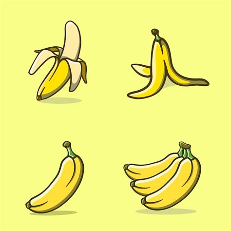 Lindo concepto de ilustración de dibujos animados de frutas de plátano