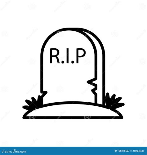 Cemetery Tomb With Rip Word Line Style Icon Stock Vector Illustration