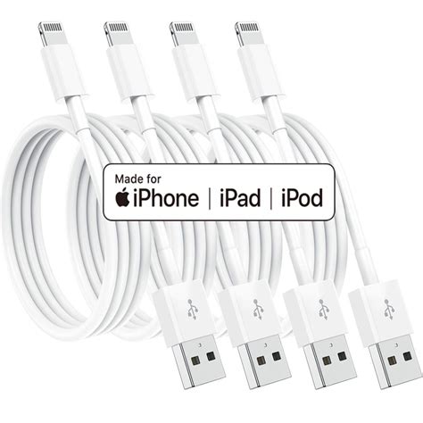 Pack Apple Mfi Certified Apple Charging Cables Ft Iphone Chargers