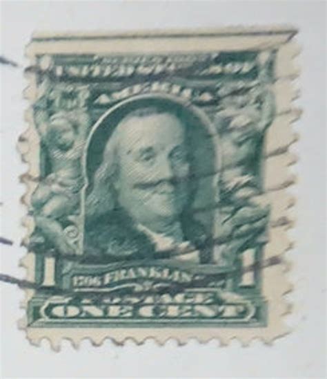 Usa Rare Stamp Benjamin Franklin One Cent 19021906 Etsy