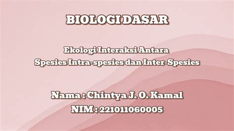 Ekologi Interaksi Antar Spesies Biologi Dasar YouTube