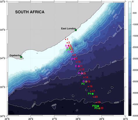 The approximate location of the Agulhas Current time‐series experiment... | Download Scientific ...