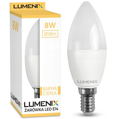 Żarówka Led E14 Świeczka Świeca 8w Smd 858lm Wydajna Premium Ccd Na