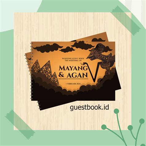 Jual Guest Book Custom Motif Ethnic Gunungan Wayang Buku Tamu