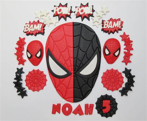 Spiderman Versus Venom Edible Cake Topper Venom Spiderman Fondant Cake Topper Personalised