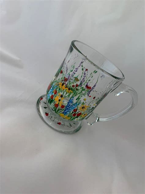 Wildflower Wine Glass Wildflowers Friendship Hand Painted Etsy