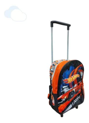 Mochila Carrito Hot Wheels Escolar Infantil 12 Wabro 76131 Color Rojo Diseño de la tela Liso