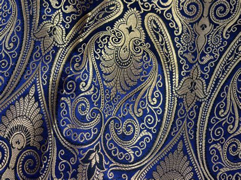 Navy Blue Brocade Fabric By The Yard Wedding Dress Banaras Etsy