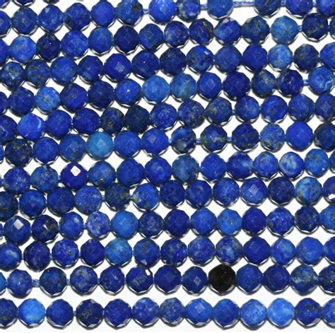 St Lapis Lazuli Facettierte Runde Perlen Mm Strang Cm Etsy De