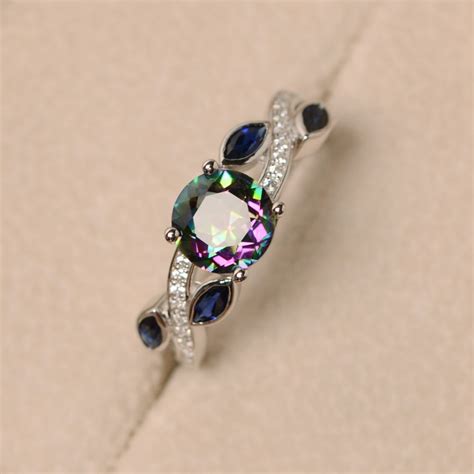 Mystic Topaz Ring Rainbow Topaz Sterling Silver Engagement Etsy