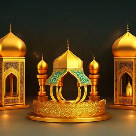 Premium AI Image Islamic Ramadan Kareem Greeting Background With 3d