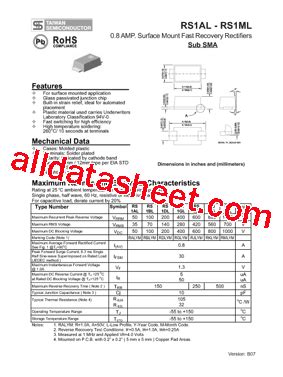 Rs Gl Datasheet Pdf Taiwan Semiconductor Company Ltd