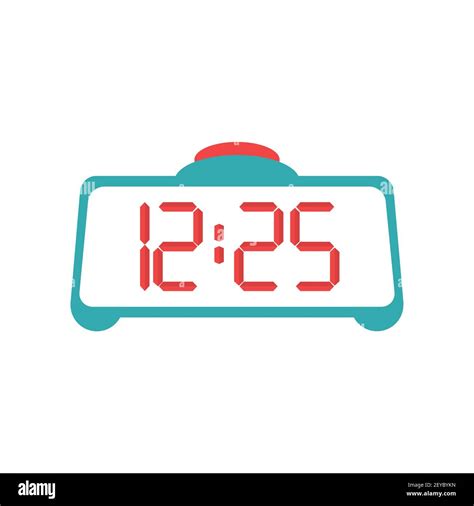 Digital clock. A home clock with an alarm clock and a large red button. Flat vector illustration ...