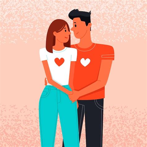 Premium Vector Happy Couple In Love Is Embracing Man And Woman Hold