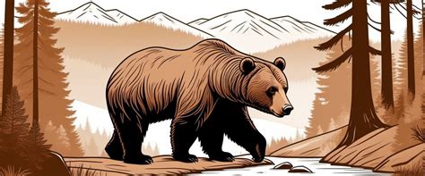 Minimalist Brown Bear Illustration | Stable Diffusion Online