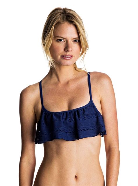 Roxy Drop Diamond Flutter Blue Dept Bikini Top Small Erjx Ebay