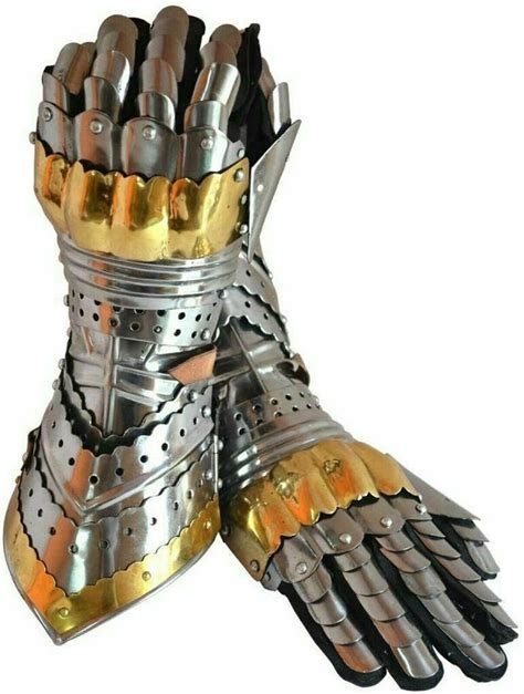 Medieval Artiulated Gauntlets With Brass Accents Medieval Etsy