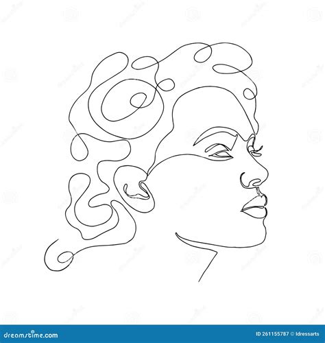 Woman Face One Line Drawing Stock Illustration - Illustration of fairy ...