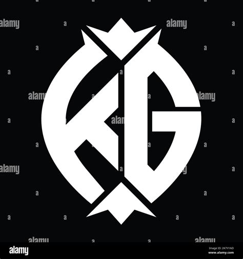 KG Logo Monogram Shield Leaf Crown Element Design Template Stock Photo