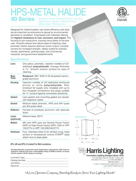 Fillable Online Hps Metal Halide Wf Harris Fax Email Print Pdffiller