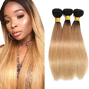 Amazon 1B27 Human Hair Bundles Honey Blonde Bundles Human Hair Ombre Straight Bundles 22
