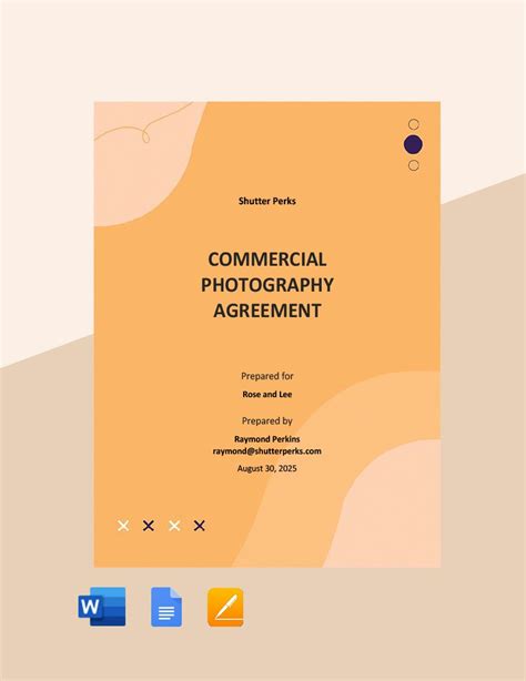 Commercial Photography Agreement Template In Word Google Docs Pages