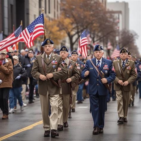 Premium Photo | Veterans Day parade with veterans of all ages