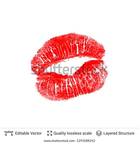 Red Lips Print Isolated On White Stock Vector Royalty Free 1291088242