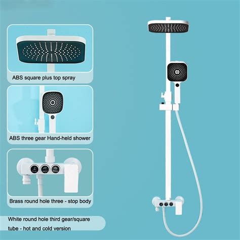 A1 Three Gear Square Tube Hot And Cold Shower Head Set Home Bathroom