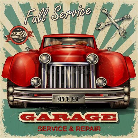 Vintage Garage Retro Poster Stock Illustration Illustration Of Cactus