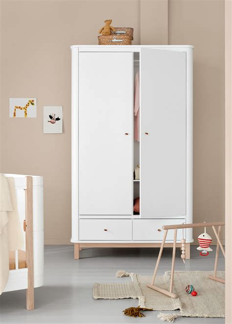Oliver Furniture - Wood Wardrobe - Cabinet - White / Oak - 2 doors