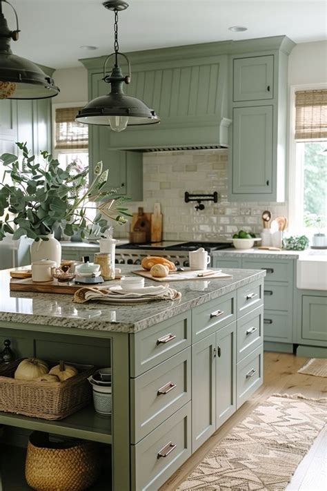 Serene Kitchens With Sage Green Cabinets In Kitchen Inspirations