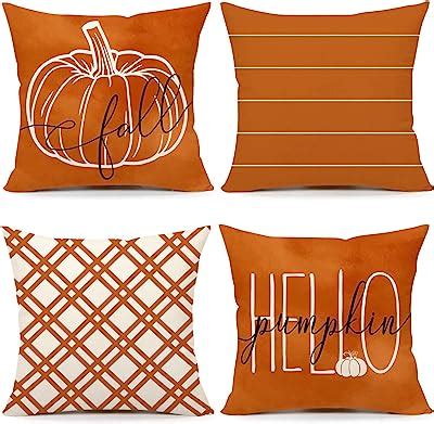 Amazon Fall Pillow Covers X Set Of Pumpkin Fall Outdoor