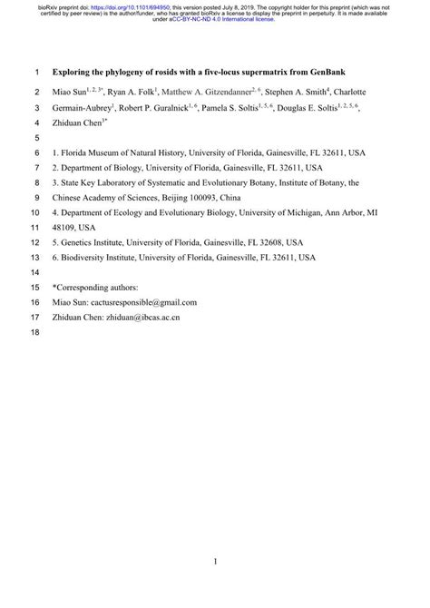 Exploring The Phylogeny Of Rosids With A Five Locus Supermatrix From