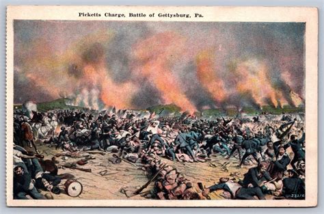 Postcard Gettysburg Pa Pickett S Charge Battle Of Gettysburg Ebay