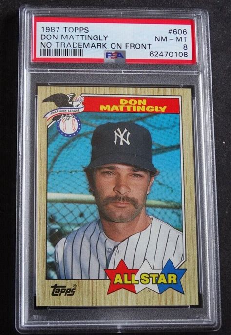 1987 Topps 606 Don Mattingly All Star No Trademark Baseball Card Psa 8