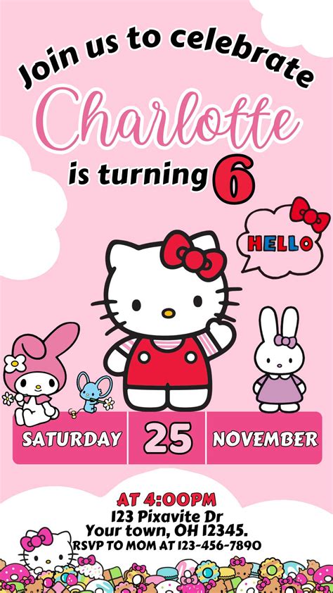 Editable Hello Kitty Birthday Invitation Template Lovely Invite